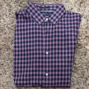 Men's Navy and Red Checkered Shirt